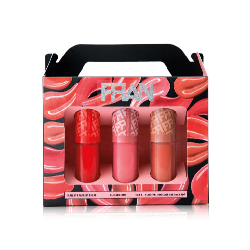 Kit gloss labial 3 unidades Glosslicious 15ml | Fran by Franciny Ehlke