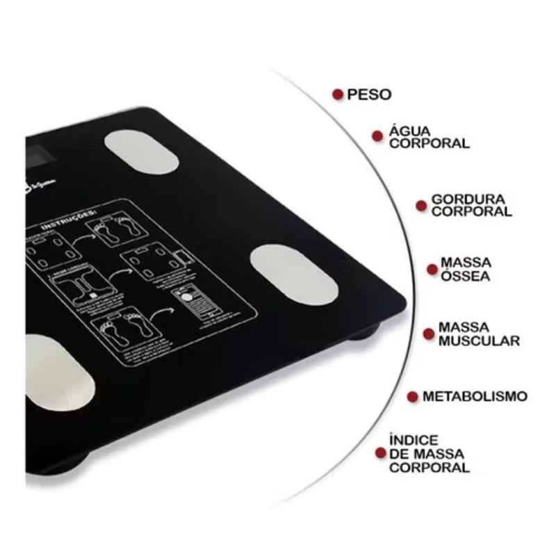 Balança Digital de Bioimpedância Bluetooth Profissional