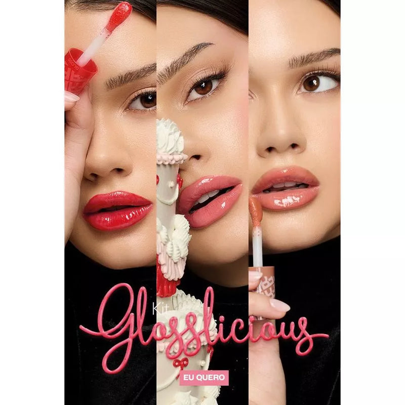 Kit gloss labial 3 unidades Glosslicious 15ml | Fran by Franciny Ehlke