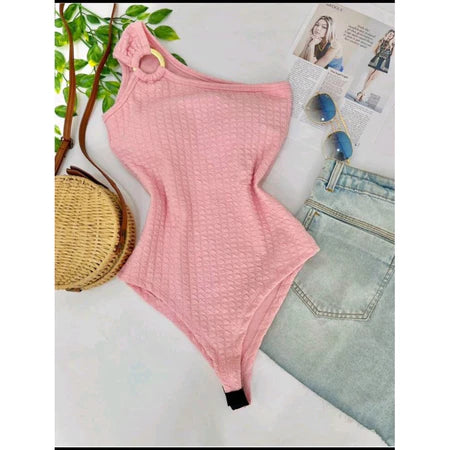 Body Feminino Alça Mula Manca com Bojo e Detalhe Argola - Moda Verão