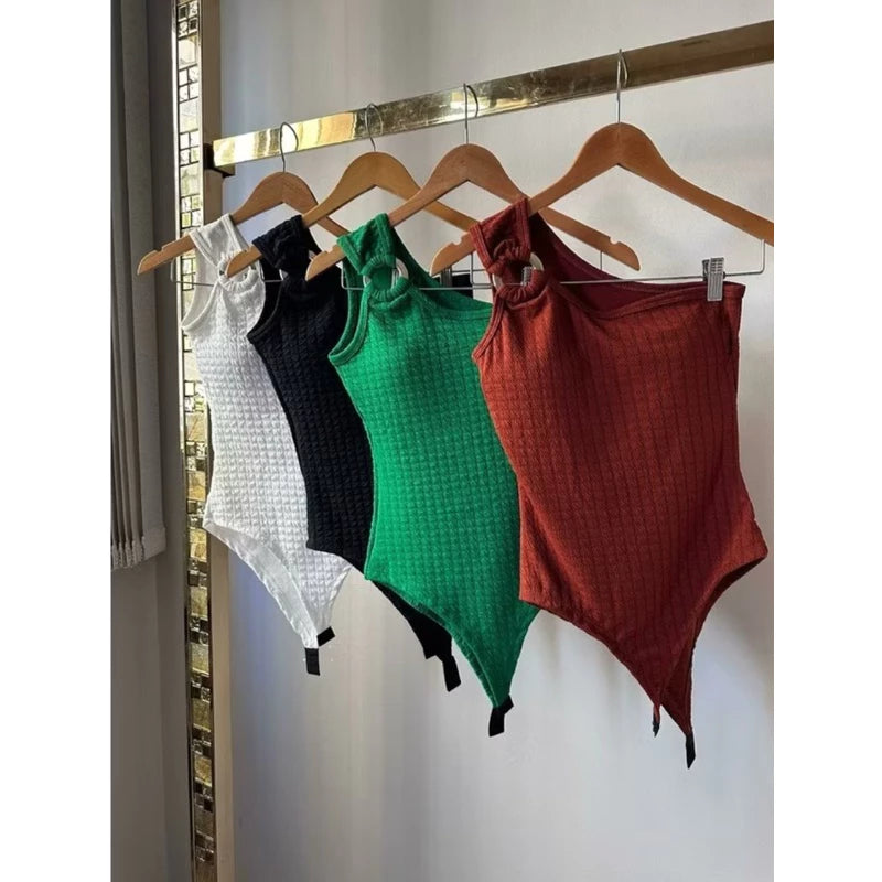Body Feminino Alça Mula Manca com Bojo e Detalhe Argola - Moda Verão