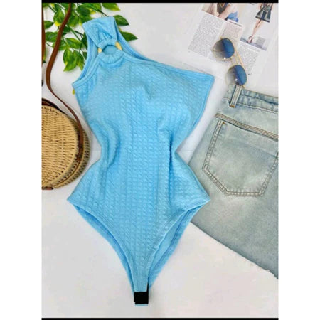 Body Feminino Alça Mula Manca com Bojo e Detalhe Argola - Moda Verão