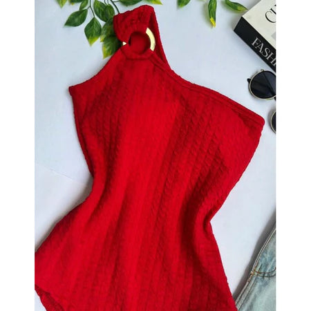 Body Feminino Alça Mula Manca com Bojo e Detalhe Argola - Moda Verão