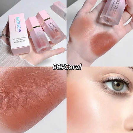 Gecomomo Creme Blush Líquido 6 Cores Veludo Liso Mate Rosa