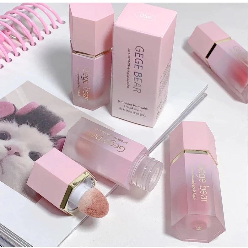 Gecomomo Creme Blush Líquido 6 Cores Veludo Liso Mate Rosa