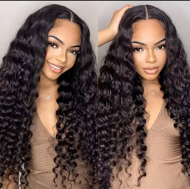Peruca frontal  laço 13x4 encaracolado frente do laço perucas de cabelo humano para as mulheres molhado e ondulado  fechamento do laço